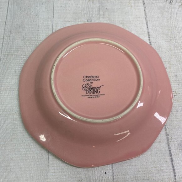 Elegant Dining CHARISMA COLLECTION Pink Beaded Stoneware Salad Plates Set of 4 - Picture 9 of 16
